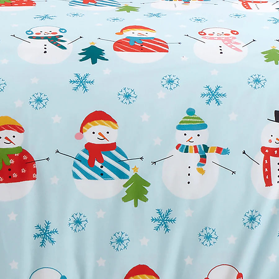 Christmas Snowman Duvet Cover Set by Fusion in Duck Egg