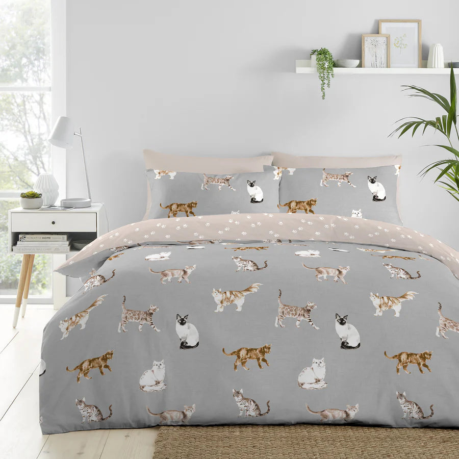 Cats Duvet Cover Set by Fusion in Grey