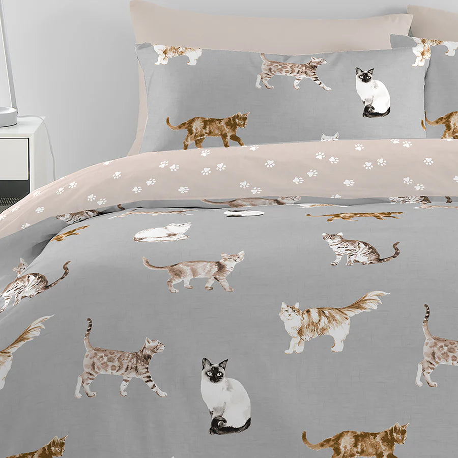 Cats Duvet Cover Set by Fusion in Grey