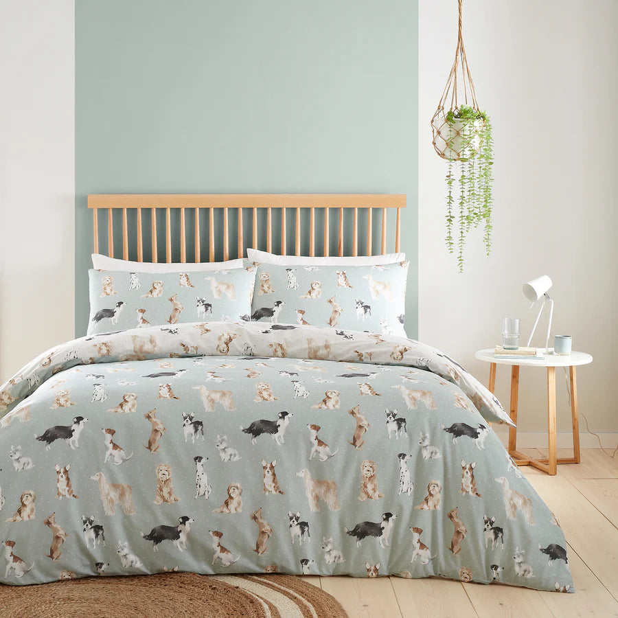 Cute Duvet Cover Set Dogs by Fusion in Duck Egg