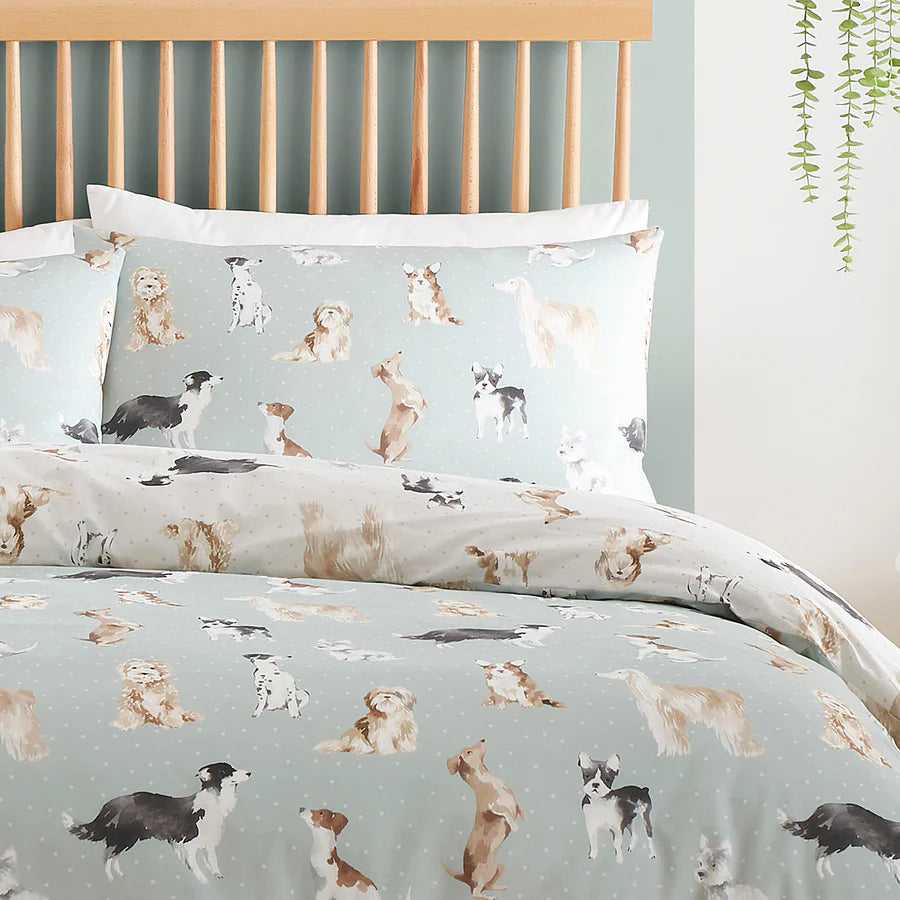 Cute Duvet Cover Set Dogs by Fusion in Duck Egg