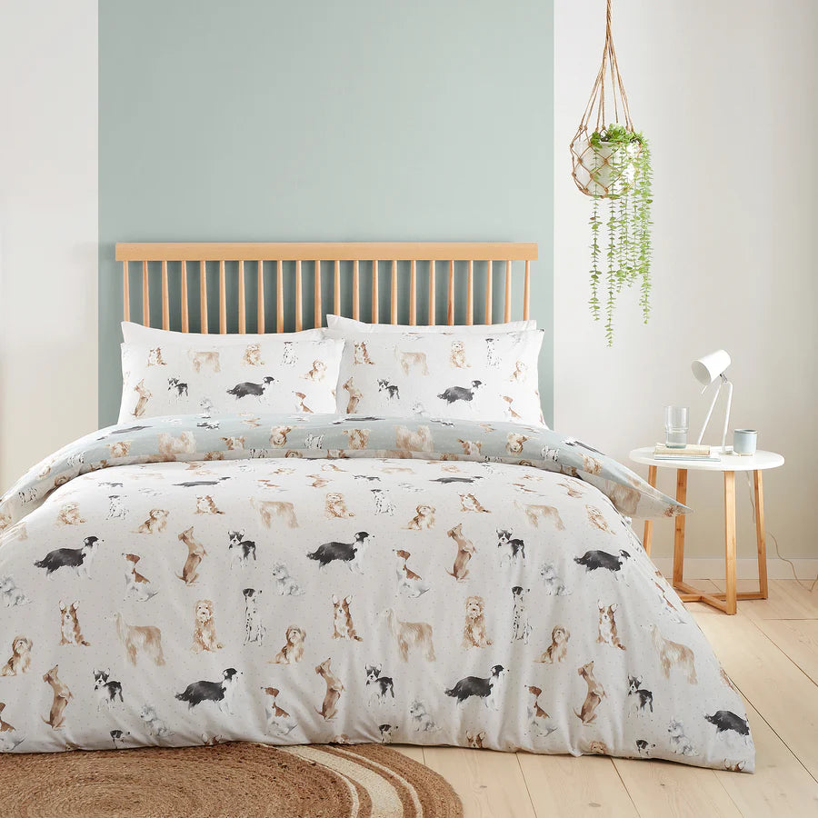 Cute Duvet Cover Set Dogs by Fusion in Duck Egg