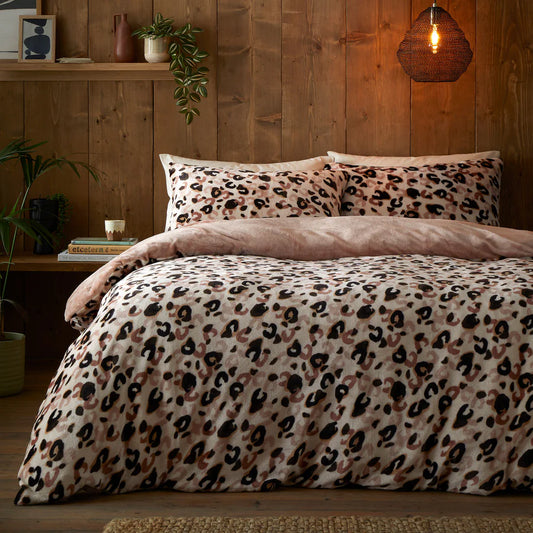 Cosy Leopard Duvet Cover Set by Fusion Snug in Natural
