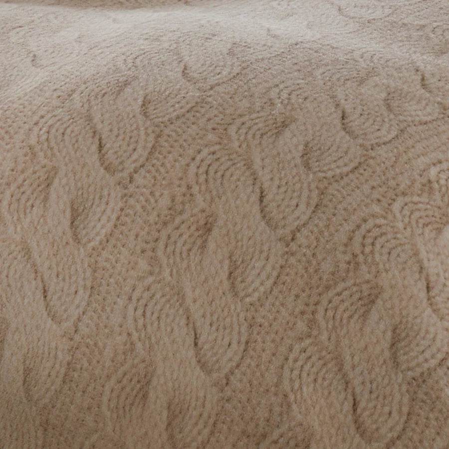 Cable Knit Duvet Cover Set by Fusion Snug in Natural