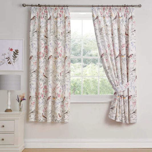 Caraway Pair of Pencil Pleat Curtains by Dreams & Drapes Design in Pink