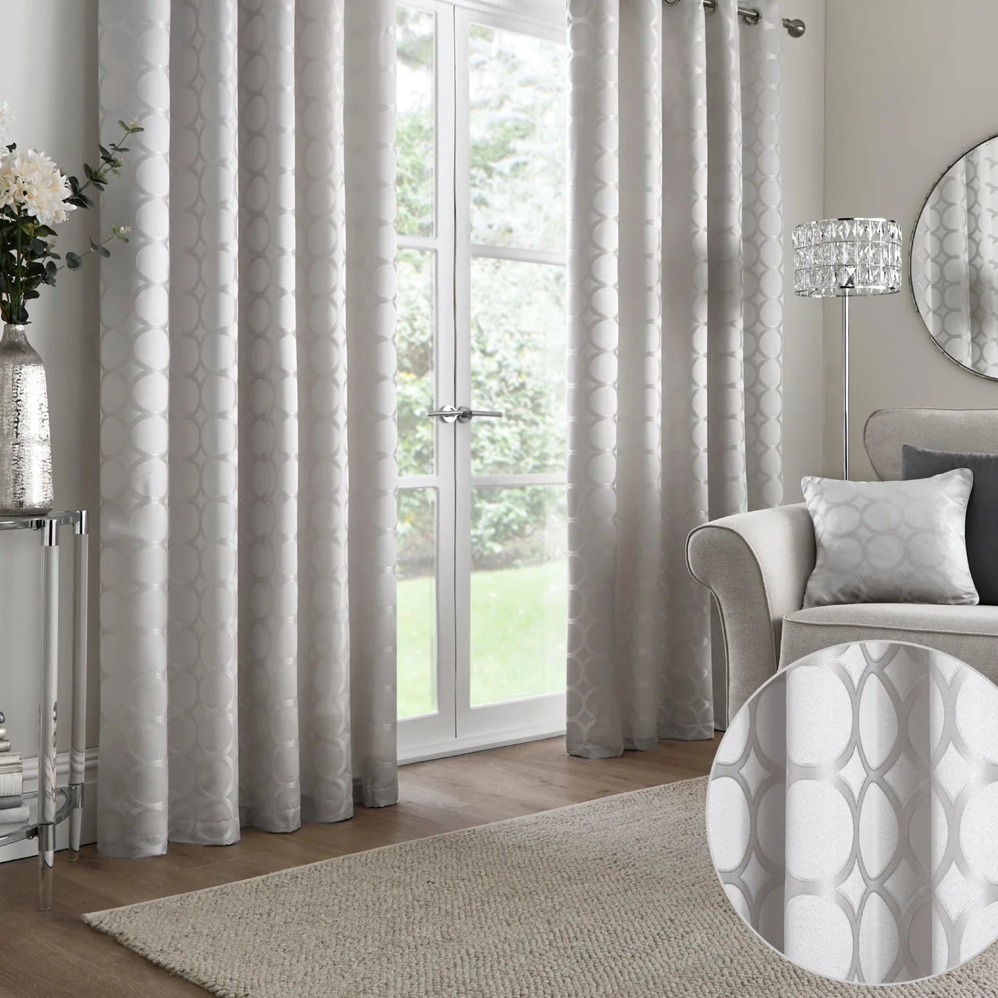 Cassina Eyelet Curtains by Appletree Boutique in Silver