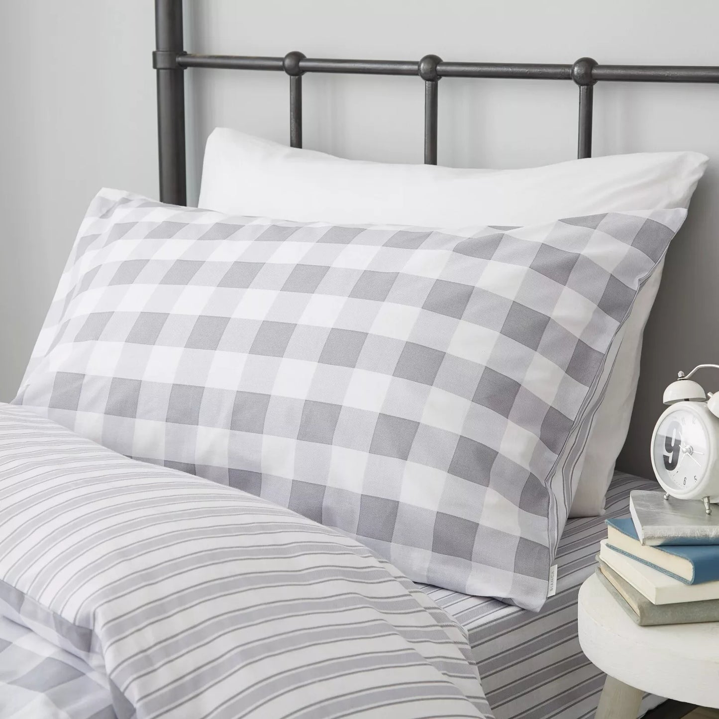 Check and Stripe Duvet Cover Set in Grey by Bianca Kids