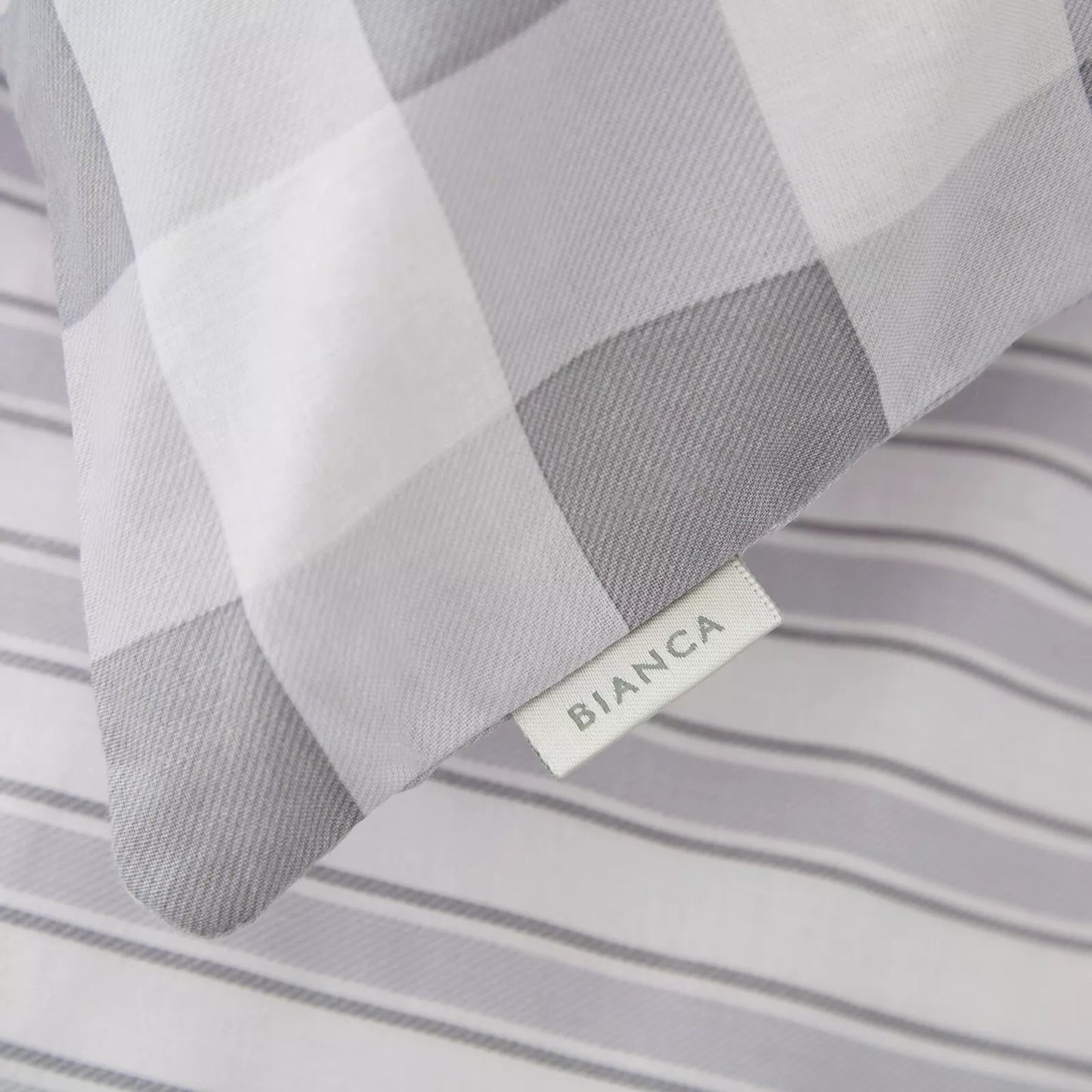 Check and Stripe Duvet Cover Set in Grey by Bianca Kids