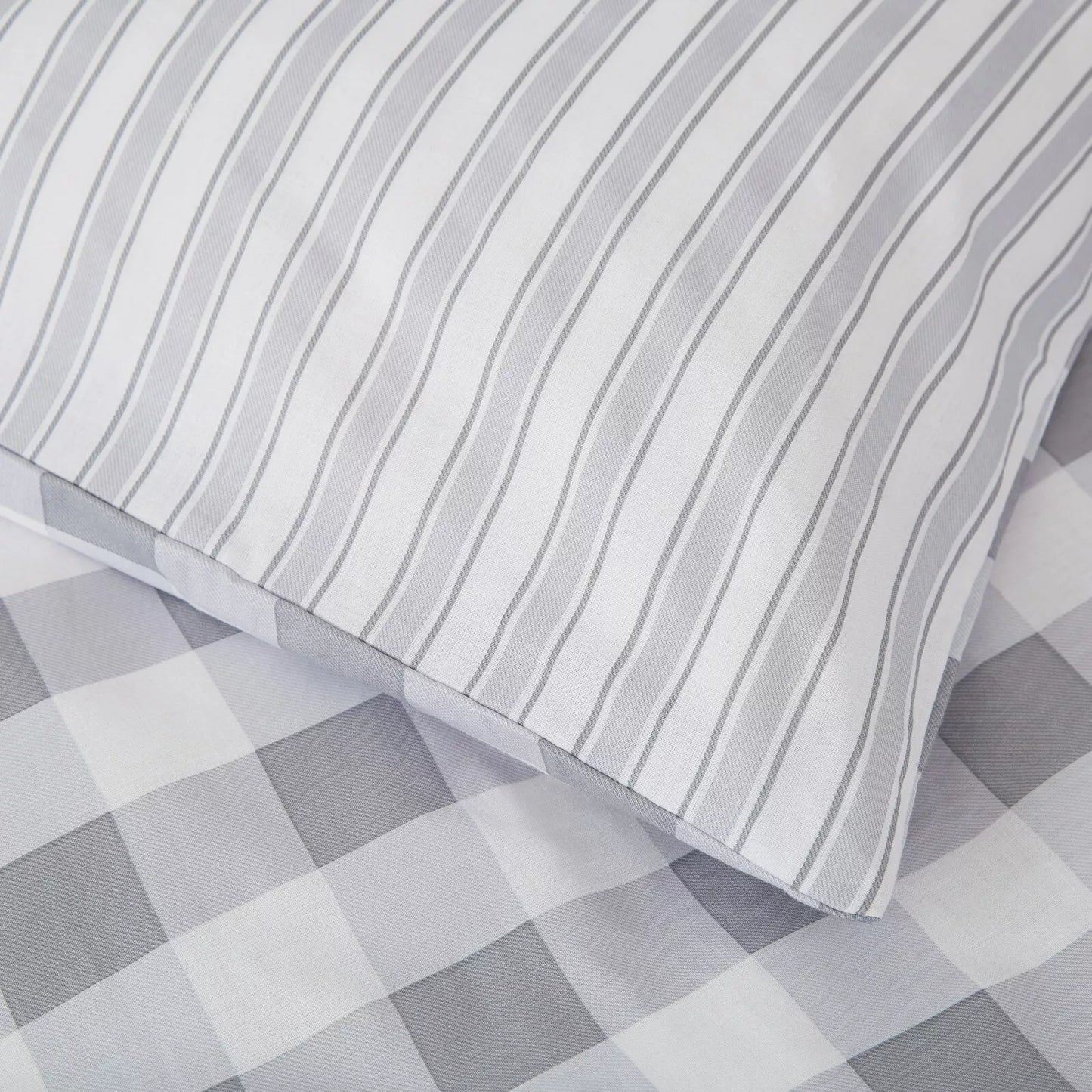 Check and Stripe Duvet Cover Set in Grey by Bianca Kids