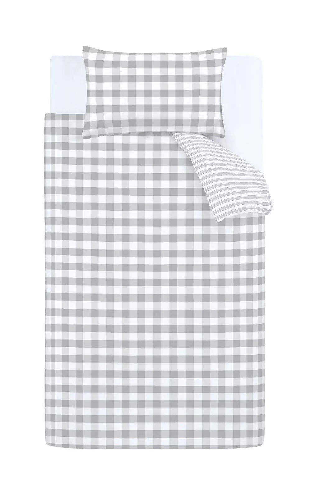 Check and Stripe Duvet Cover Set in Grey by Bianca Kids