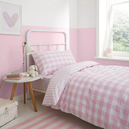 Check and Stripe Duvet Cover Set in Pink by Bianca Kids