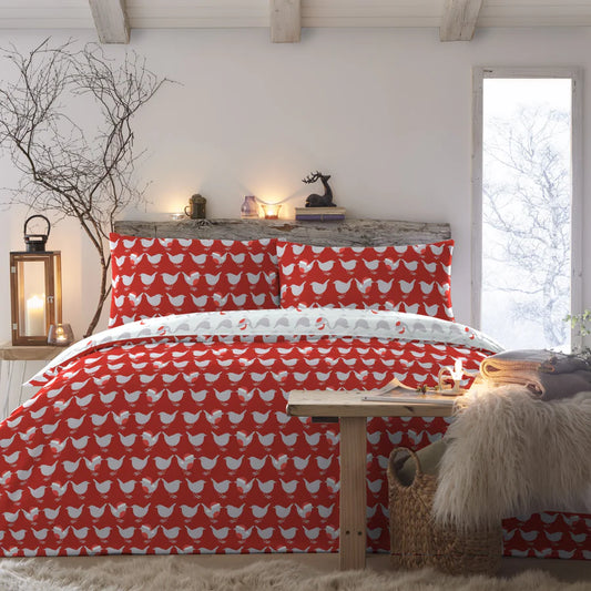 Geo Robin Duvet Cover Set by Fusion Christmas in Red