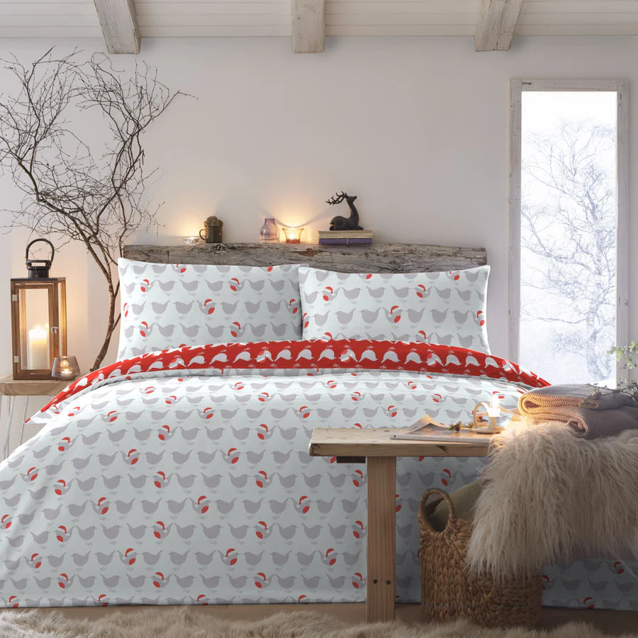 Geo Robin Duvet Cover Set by Fusion Christmas in Red