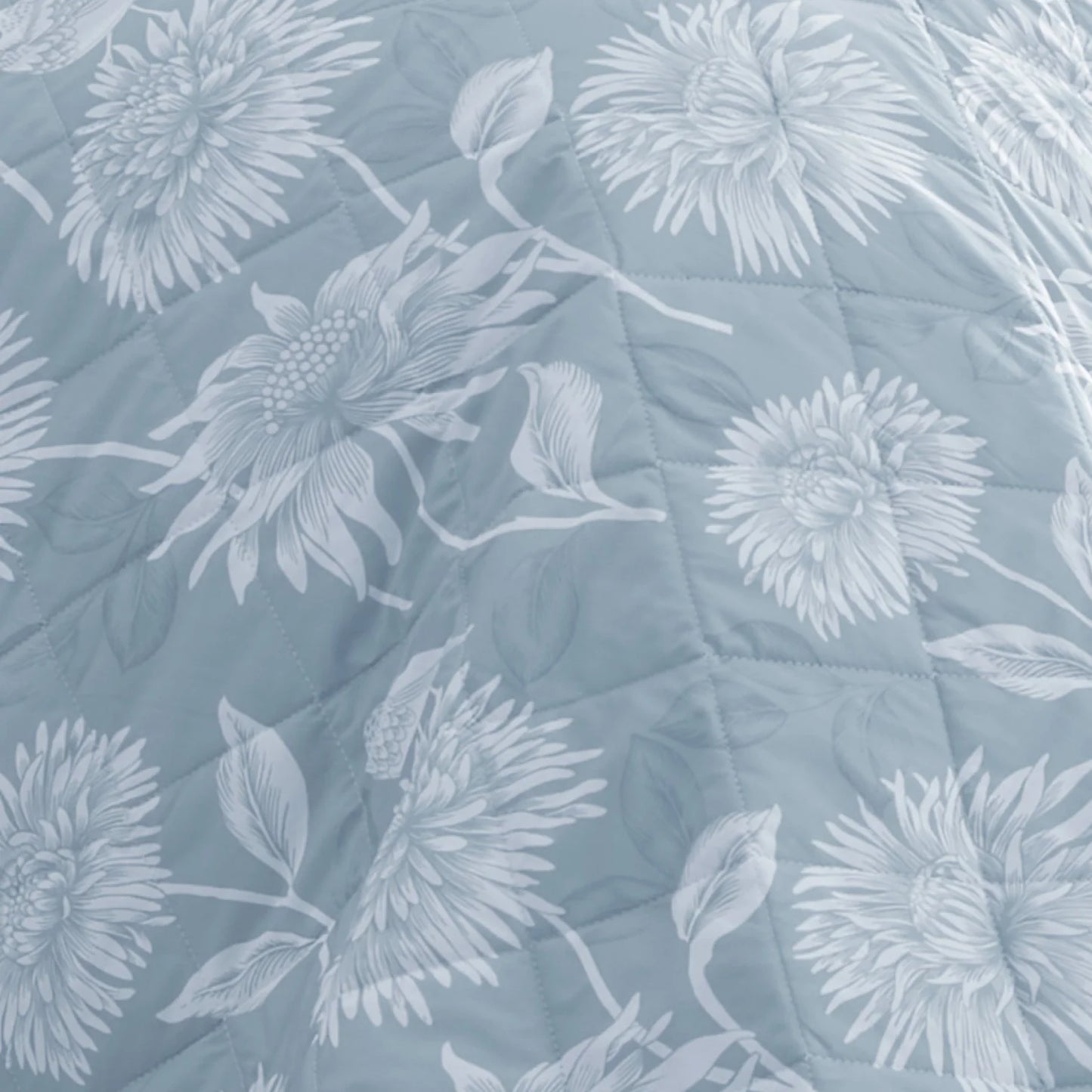 Chrysanthemum Bedspread by Dreams & Drapes Design in Blue