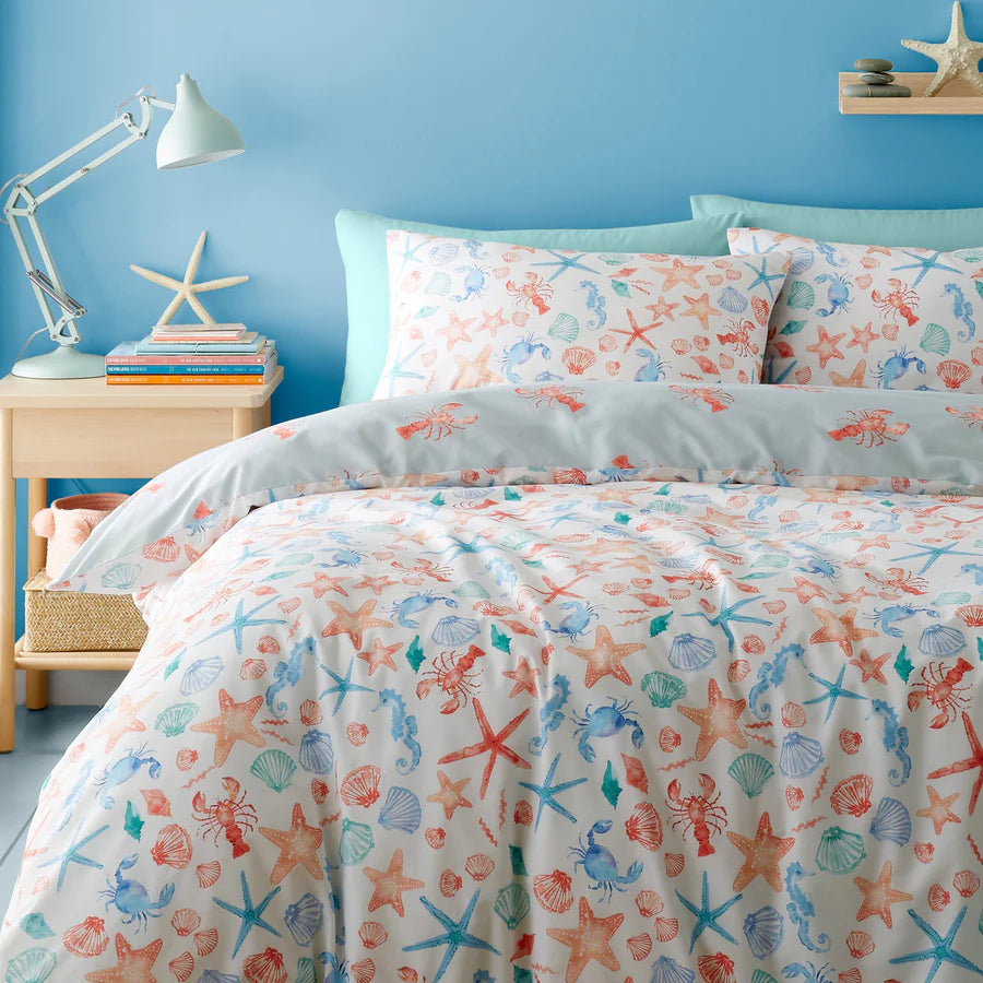 Coastal Bay Duvet Cover Set by Fusion in Coral/Camel