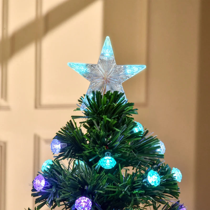 4FT Pre-Lit Artificial Christmas Tree with Fibre Optic Decorations LED Lights