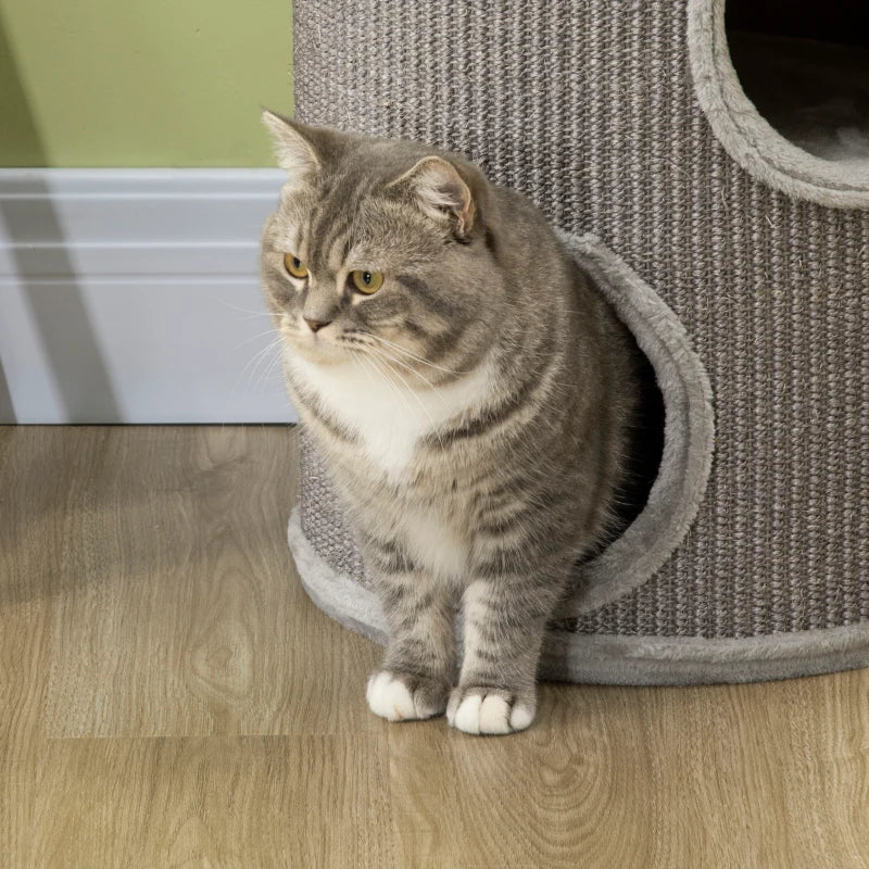 Cat Climbing Frame, Covered with Sisal, Cosy Platform - Light Grey