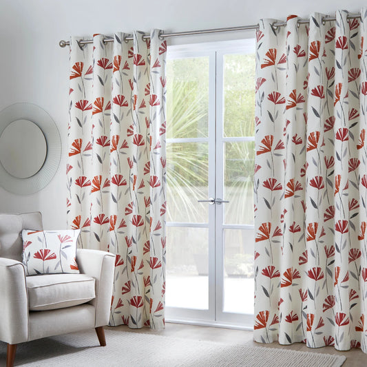 Dacey Eyelet Curtains by Fusion in Red