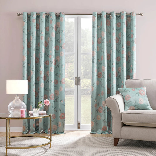 Dahlia Eyelet Curtains by Dreams & Drapes Curtains in Duck Egg