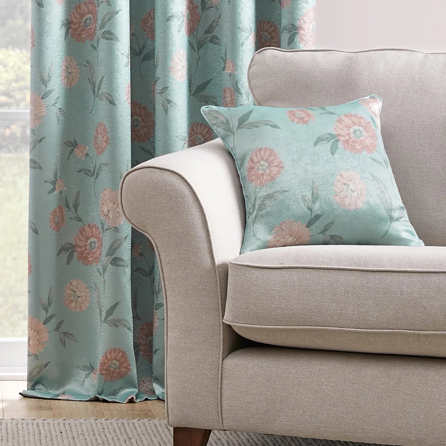 Dahlia Eyelet Curtains by Dreams & Drapes Curtains in Duck Egg