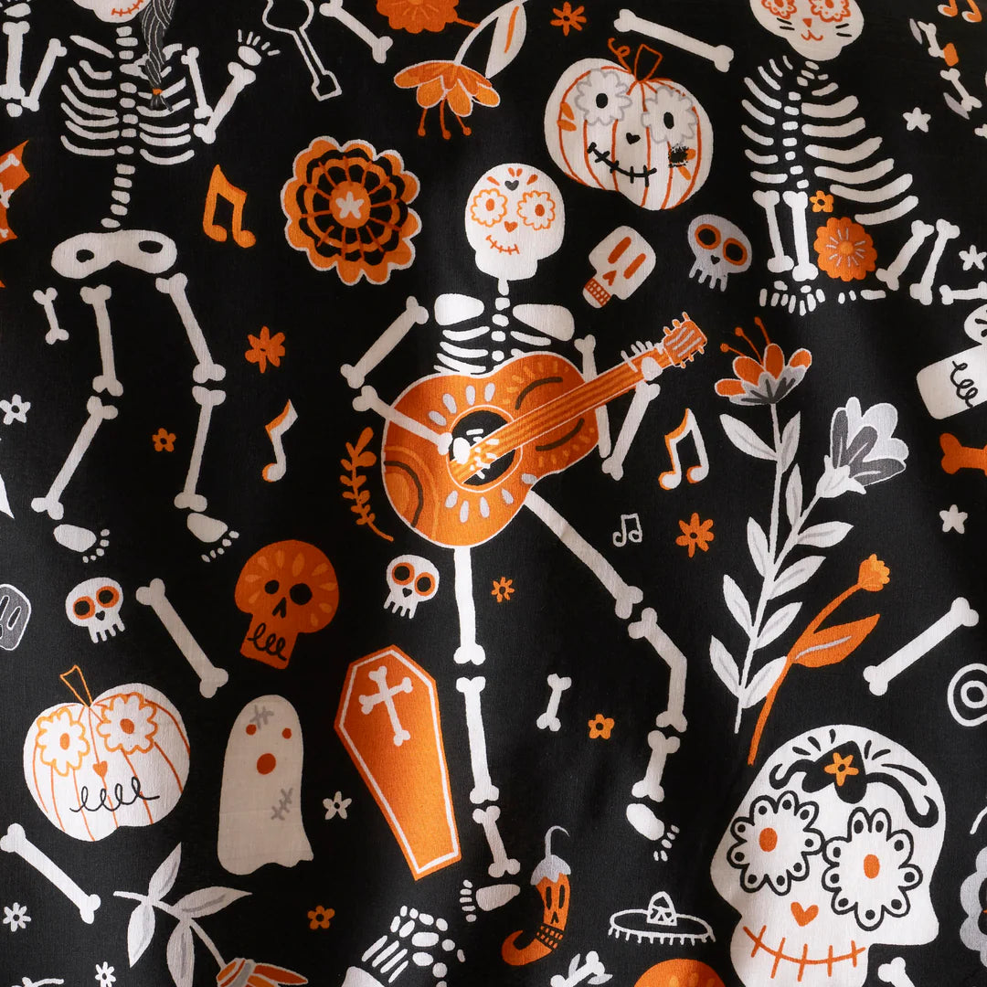 Halloween Day of the Dead Duvet Cover Set  by Bedlam in Black/Orange