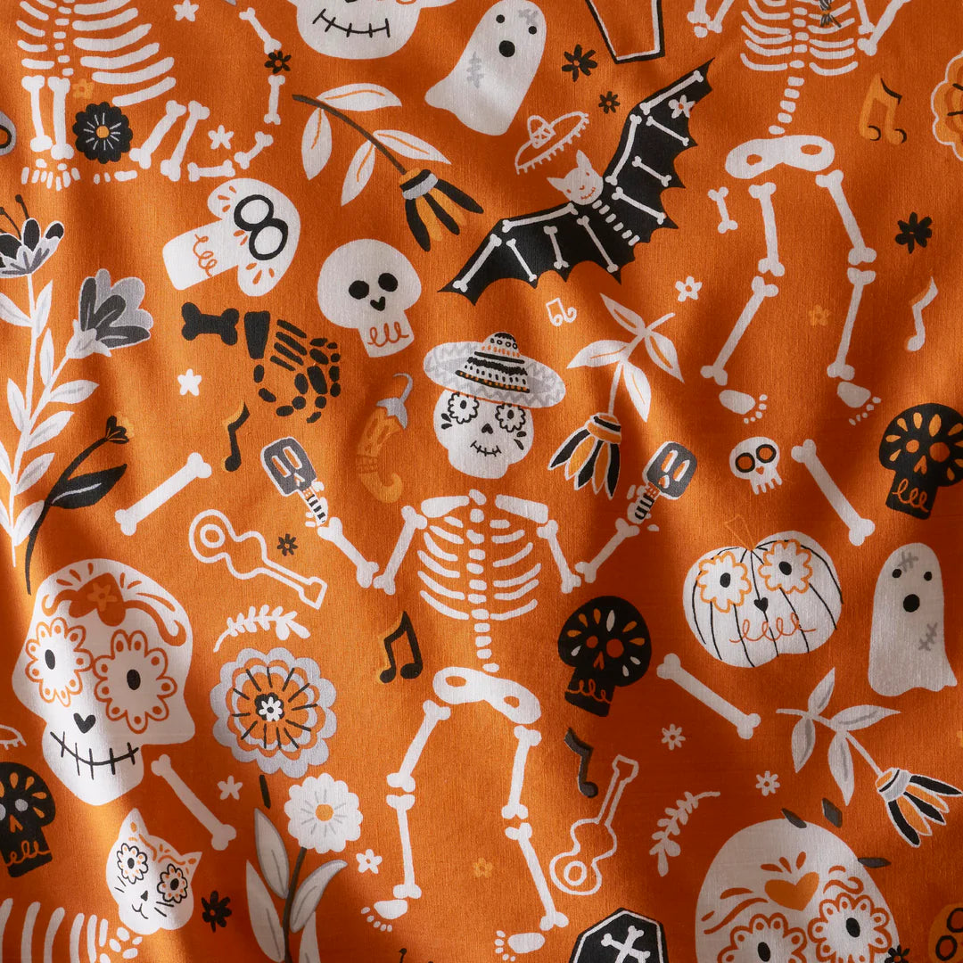 Halloween Day of the Dead Duvet Cover Set  by Bedlam in Black/Orange