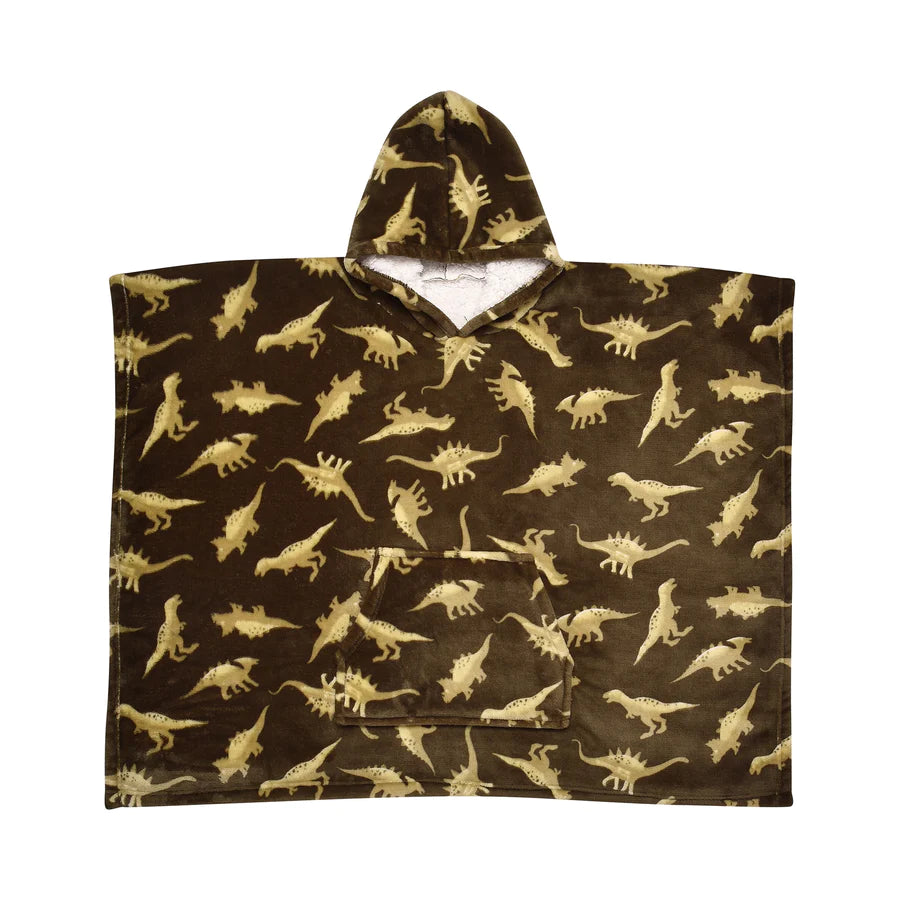 Dinosaur Hooded Throw Poncho by Bedlam in Green