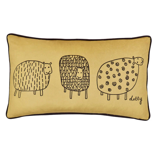 Dotty Sheep Filled Cushion by Fusion in Ochre