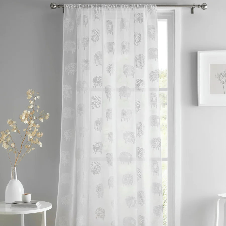 Dotty Sheep Voile Panel by Fusion in White