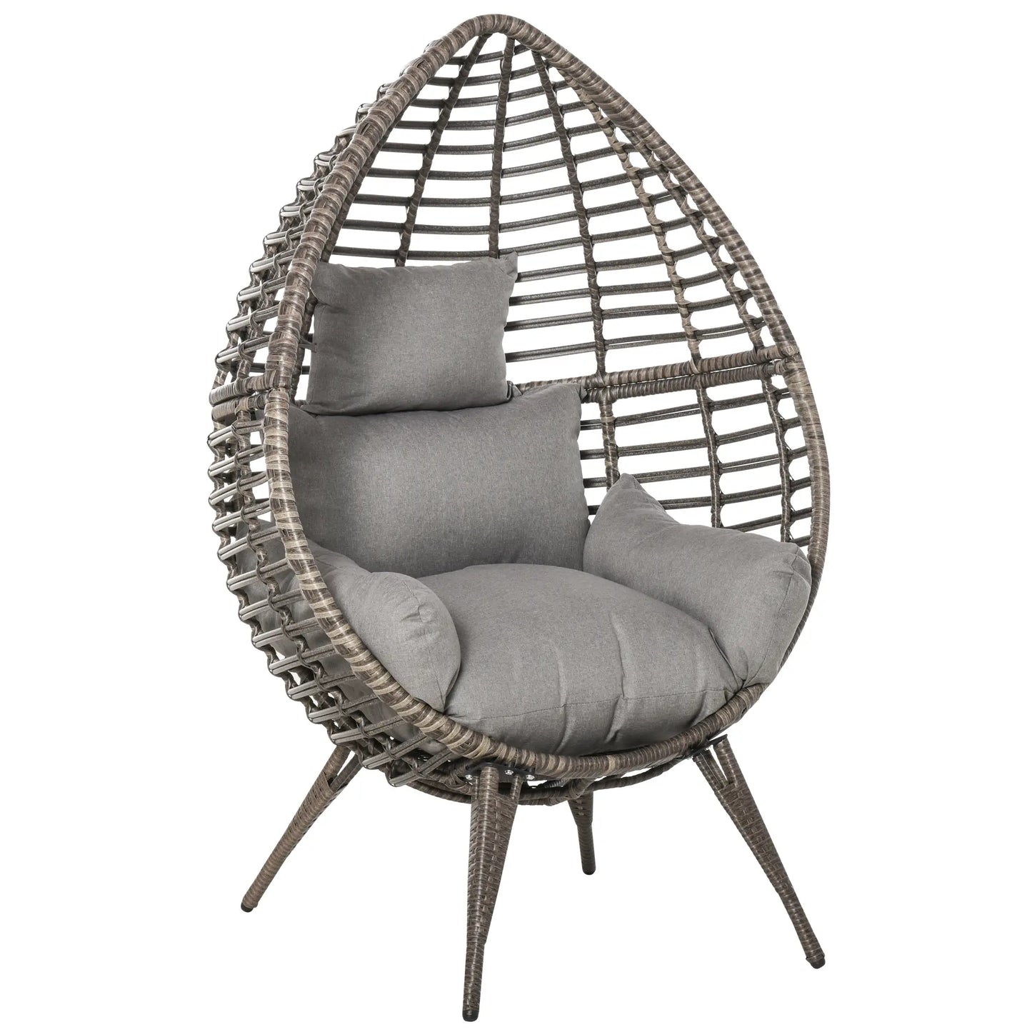 Egg-Shaped Rattan Garden Chair with Thick Cushions