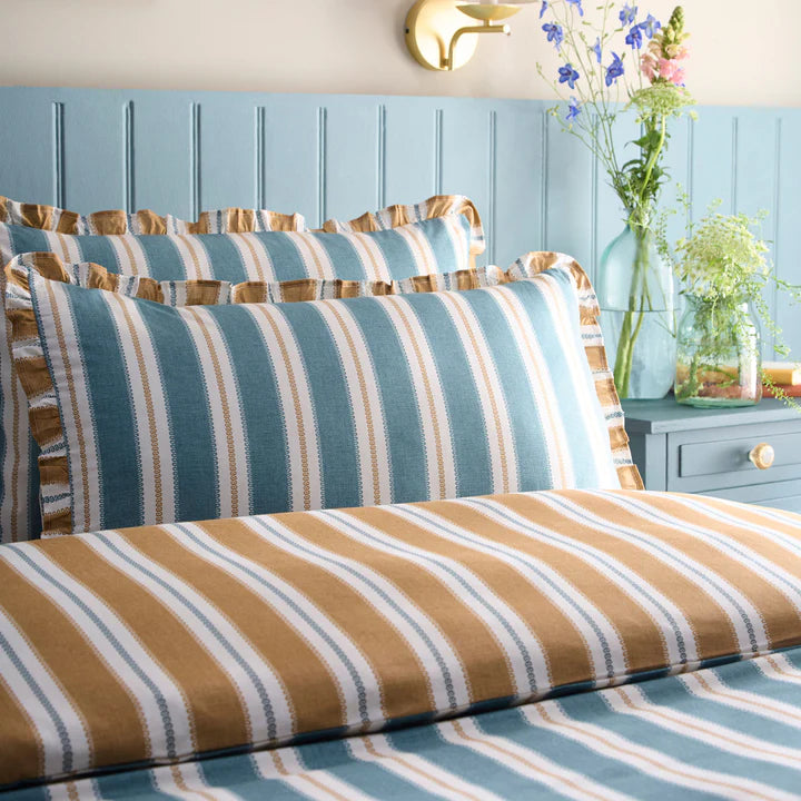 Eloise Stripe Duvet Cover Set by Appletree Heritage in Teal