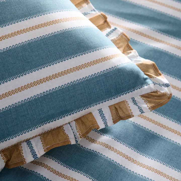 Eloise Stripe Duvet Cover Set by Appletree Heritage in Teal