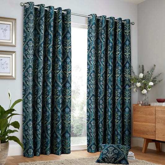 Estelle Pair of Eyelet Curtains by Curtina in Navy