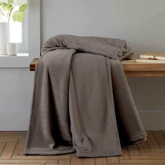 Velvet Touch Raschel Blanket Throw in Charcoal by Catherine Lansfield