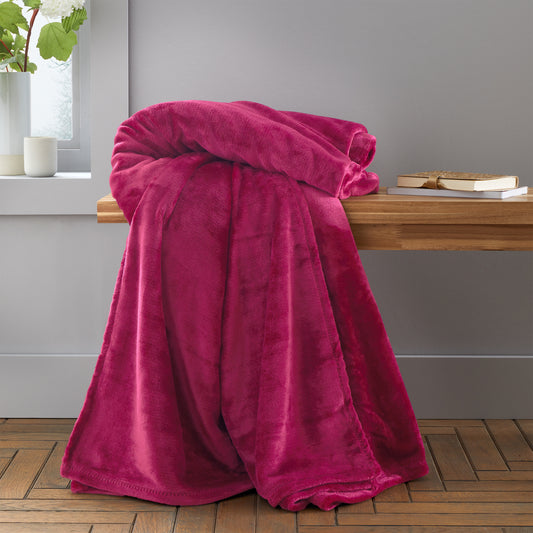 Velvet Touch Raschel Blanket Throw in Hot Pink by Catherine Lansfield