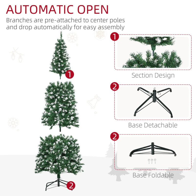 7FT Tall Prelit Pencil Slim Artificial Christmas - 350 Colourful LED Lights and 818 Tips