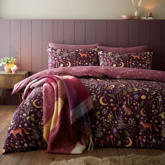 Enchanted Twilight Duvet Cover Set in Plum by Catherine Lansfield