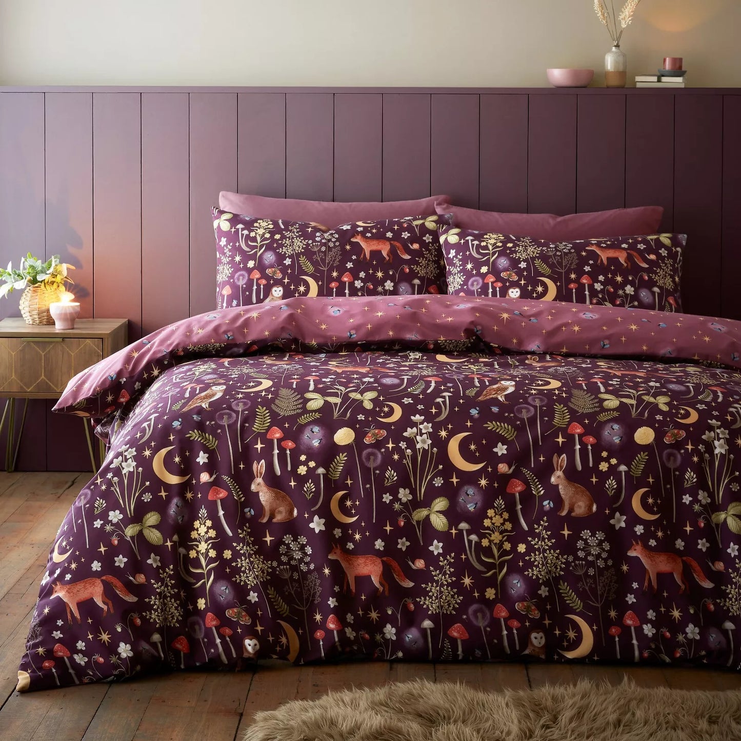 Enchanted Twilight Duvet Cover Set in Plum by Catherine Lansfield