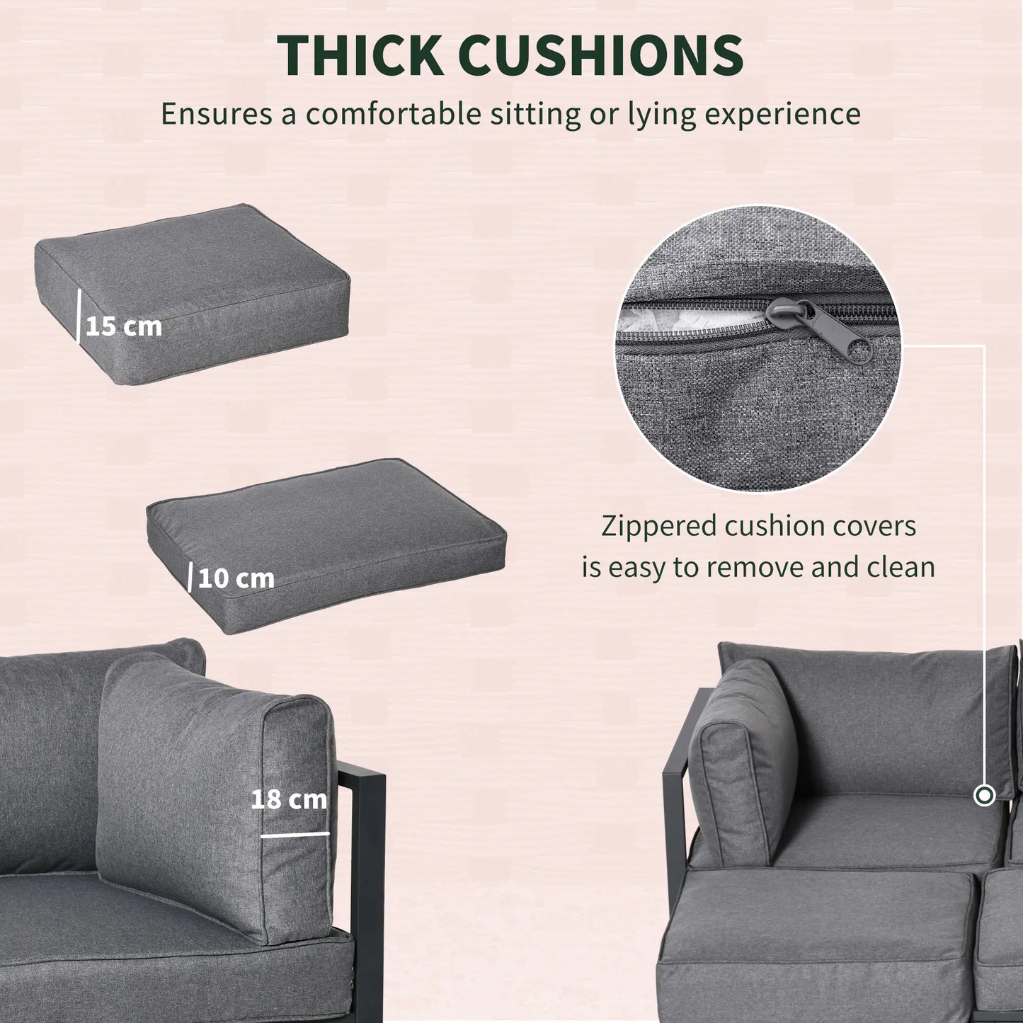 6-Piece Patio Furniture Set – Aluminium Sofa, Daybed, Coffee Table & Footstool