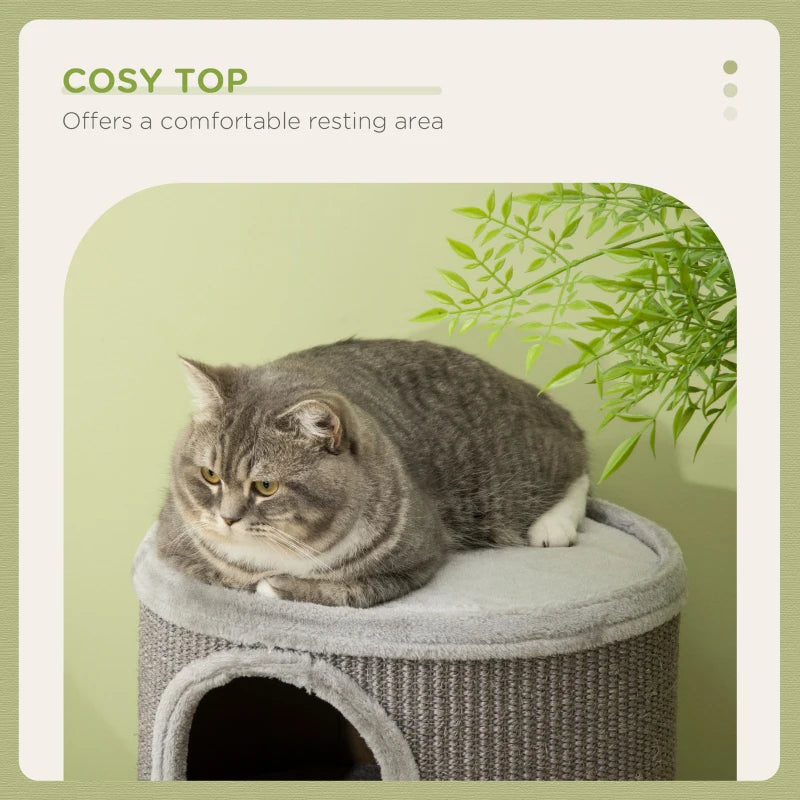 Cat Climbing Frame, Covered with Sisal, Cosy Platform - Light Grey