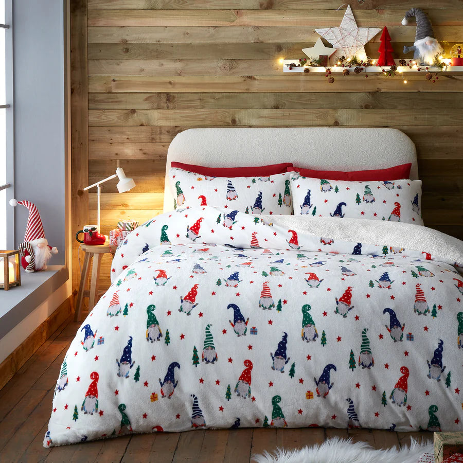 Festive Gonks Duvet Cover Set by Fusion in Red