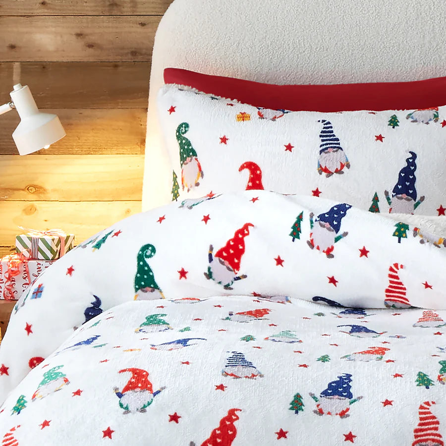 Festive Gonks Duvet Cover Set by Fusion in Red