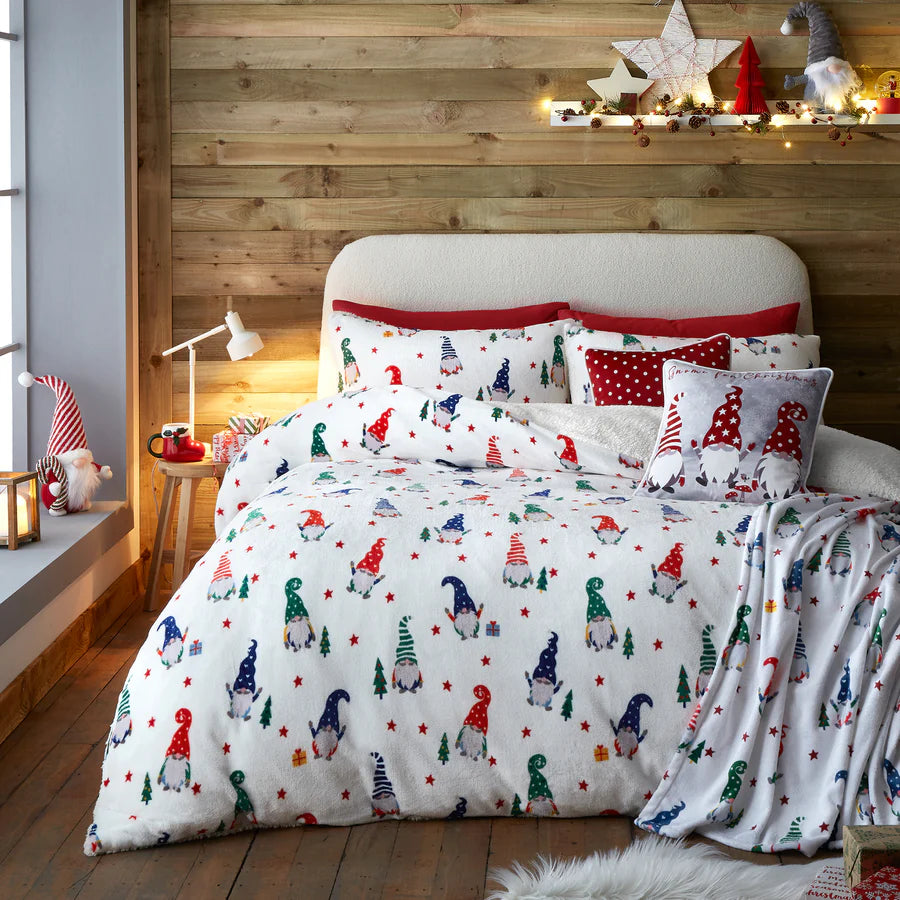 Festive Gonks Duvet Cover Set by Fusion in Red