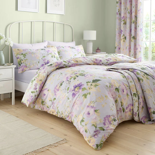 Flourette Duvet Cover Set by Dreams & Drapes Design in Lilac