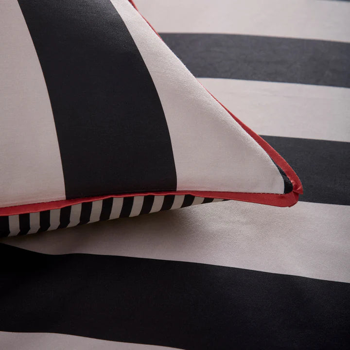 Festivo Circus Stripe 100% Cotton Duvet Cover set by Laurence Llewelyn-Bowen in Black