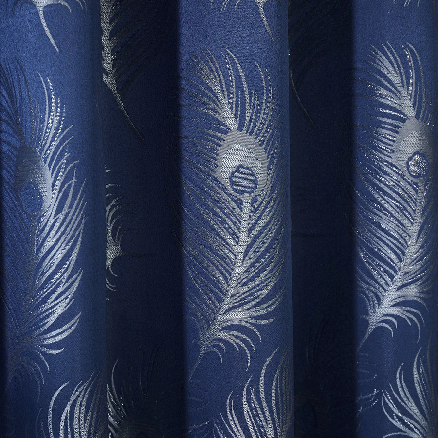 Feather Eyelet Curtains & Cushion by Curtina in Navy