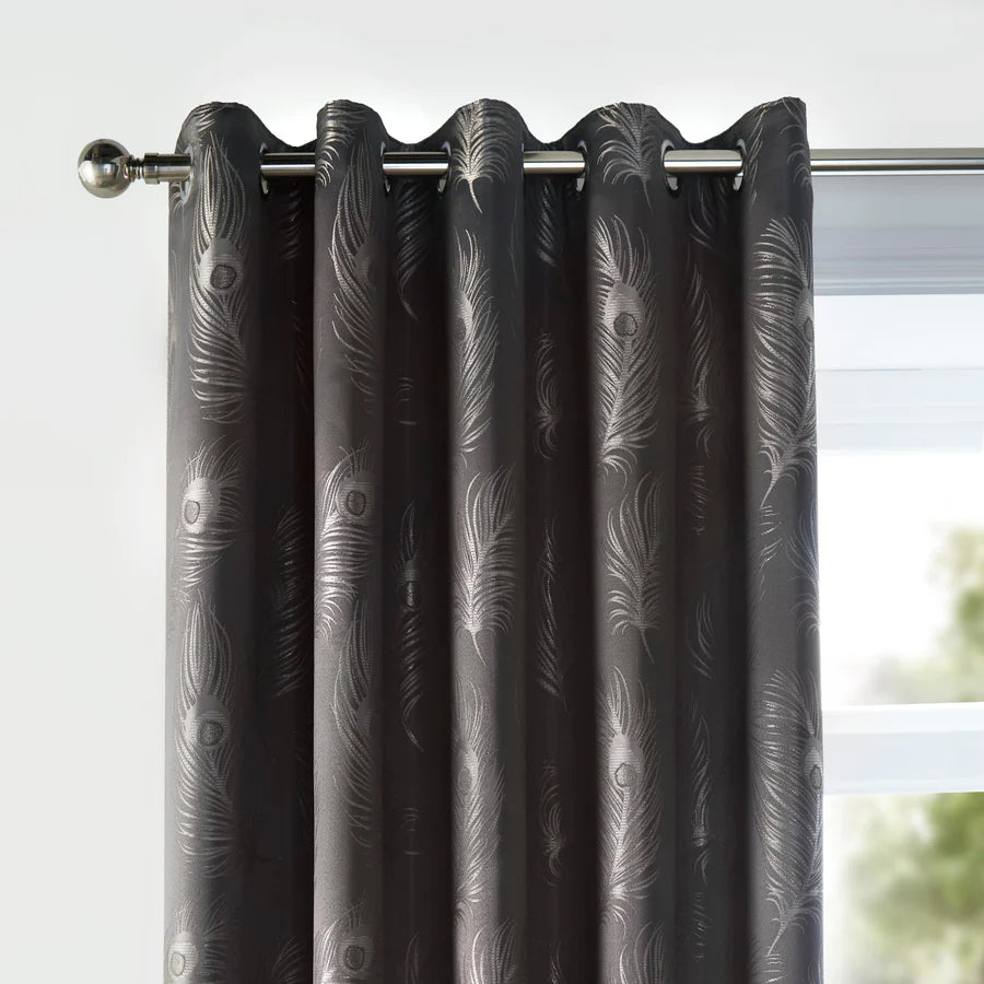 Feather Eyelet Curtains by Curtina in Slate