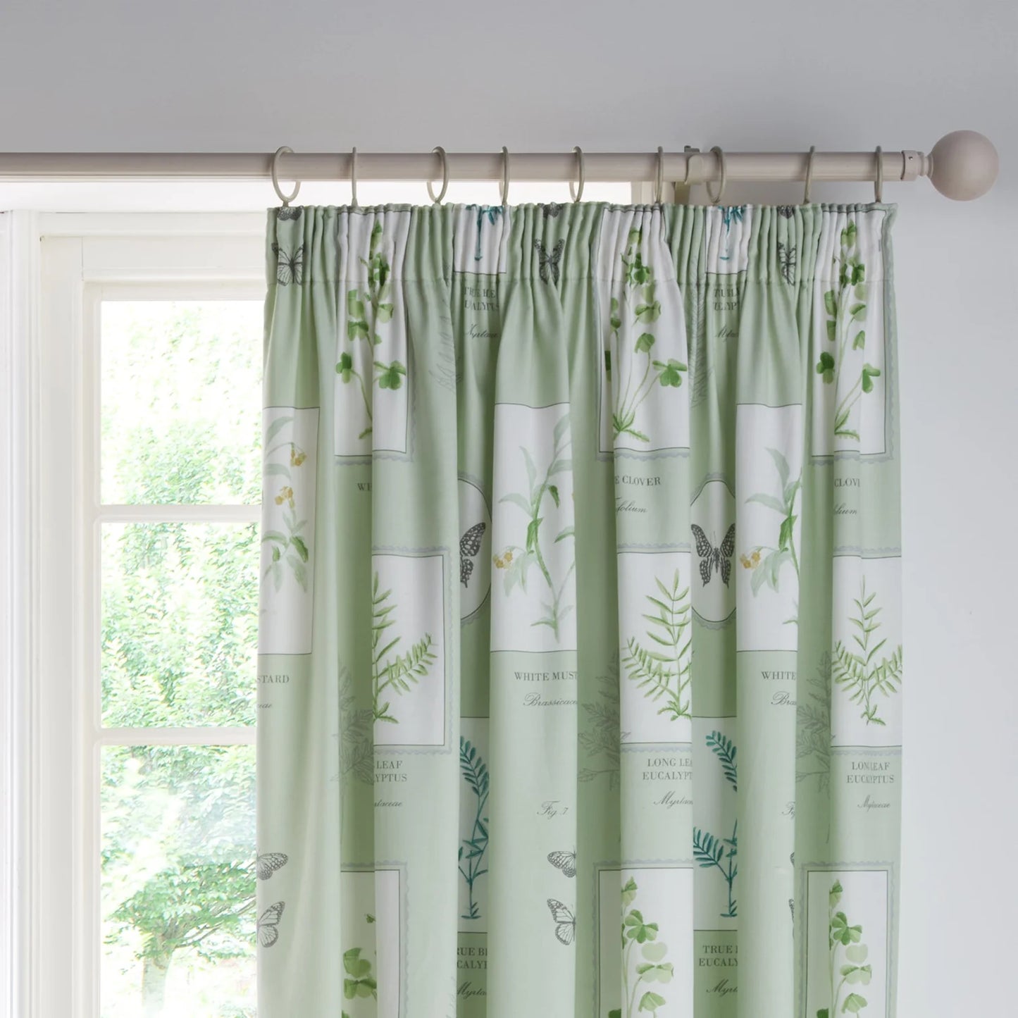 Floral Garden Pencil Pleat Curtains With Tie-Backs by Dreams & Drapes Design in Green