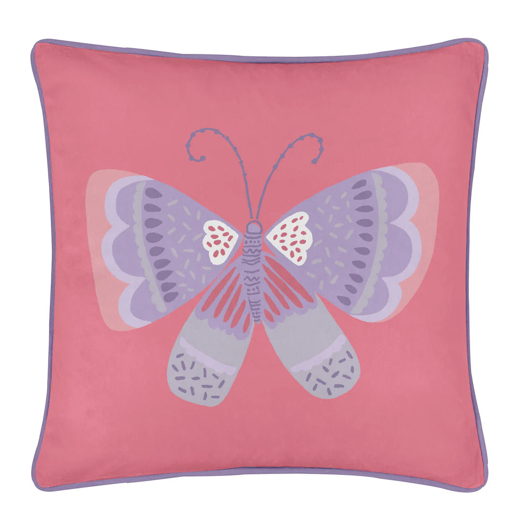 Flutterby Butterfly Filled Cushion by Bedlam in Pink