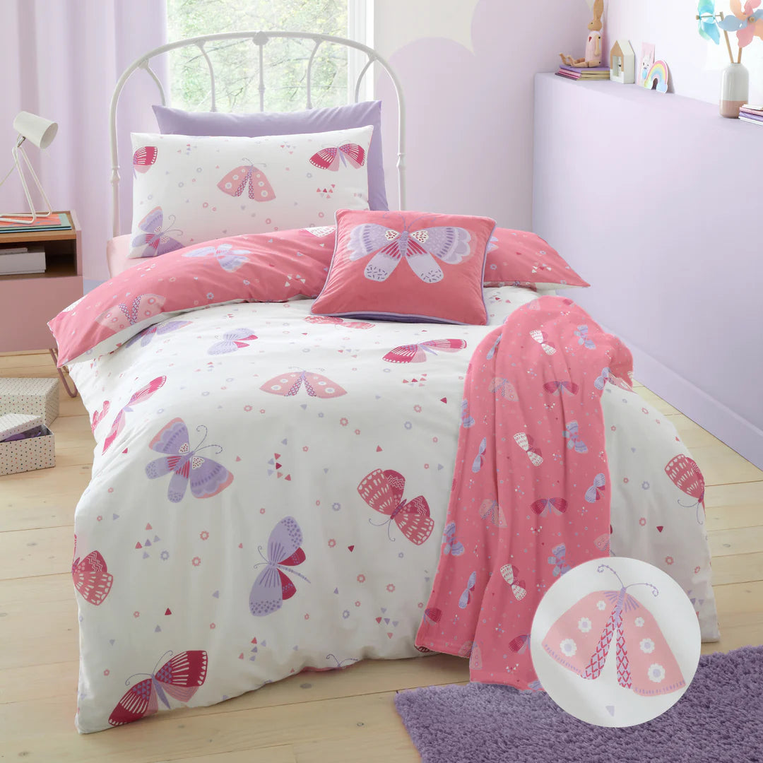 Flutterby Butterfly Duvet Cover Set by Bedlam in Pink